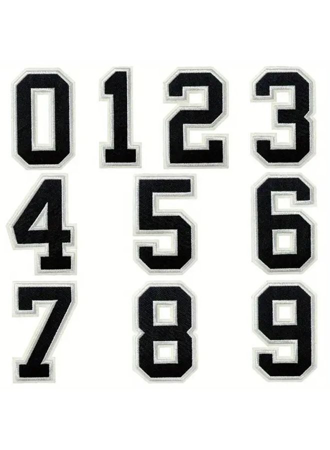 Baseball Embroidered Iron On Patch Number 0 9 Black White Blue Design For Clothing - Image 4